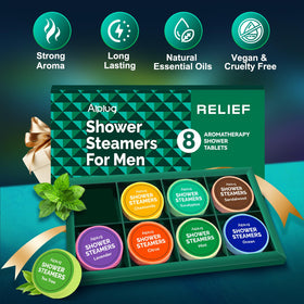 ALPLUG steamer placed on shower ledge releasing aromatic steam during use