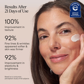 Alpyn moisturizer next to a hand to show 1.7 oz size and portability