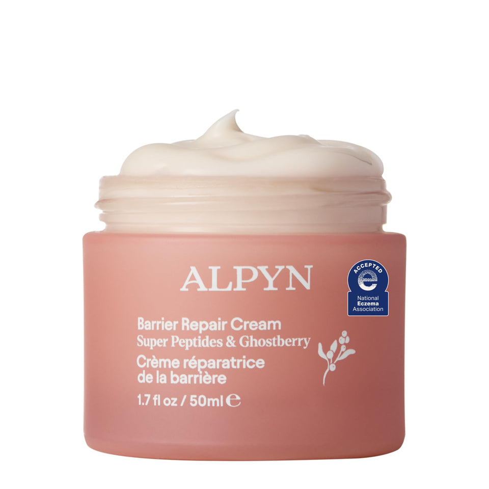 Alpyn jar front view showing product for barrier repair and calming benefits