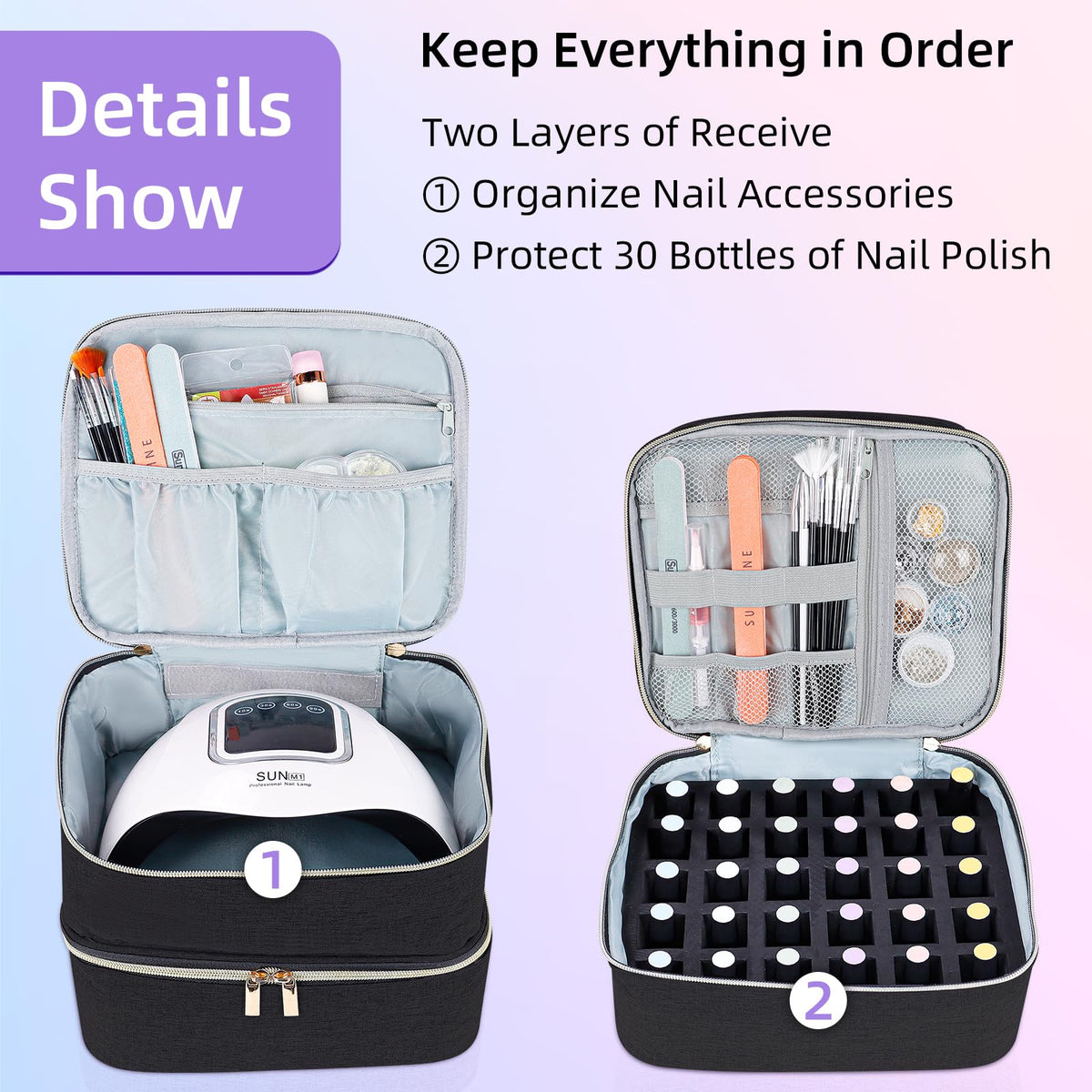 ALSLEA elastic pockets holding files brushes clippers for quick access