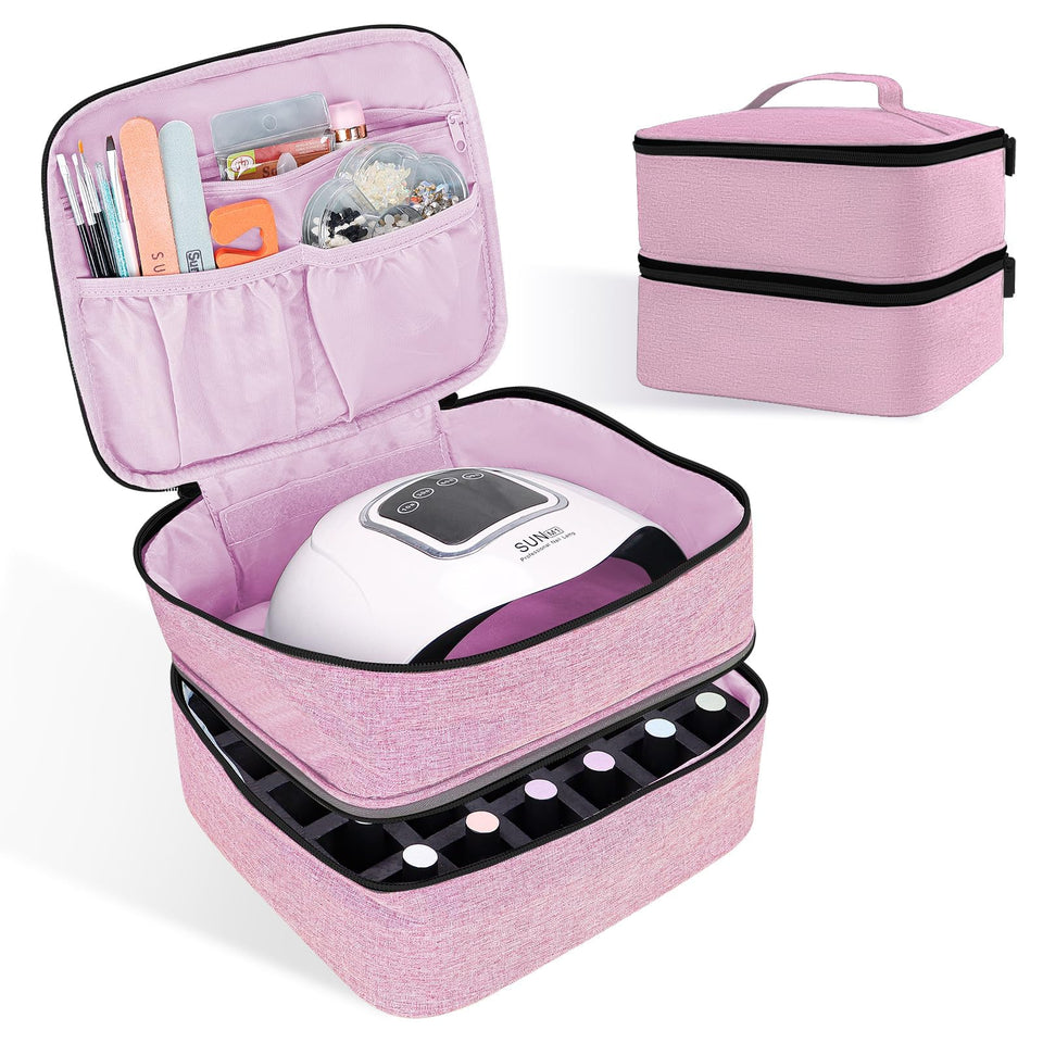 ALSLEA front view of pink organizer showing compact, protective storage