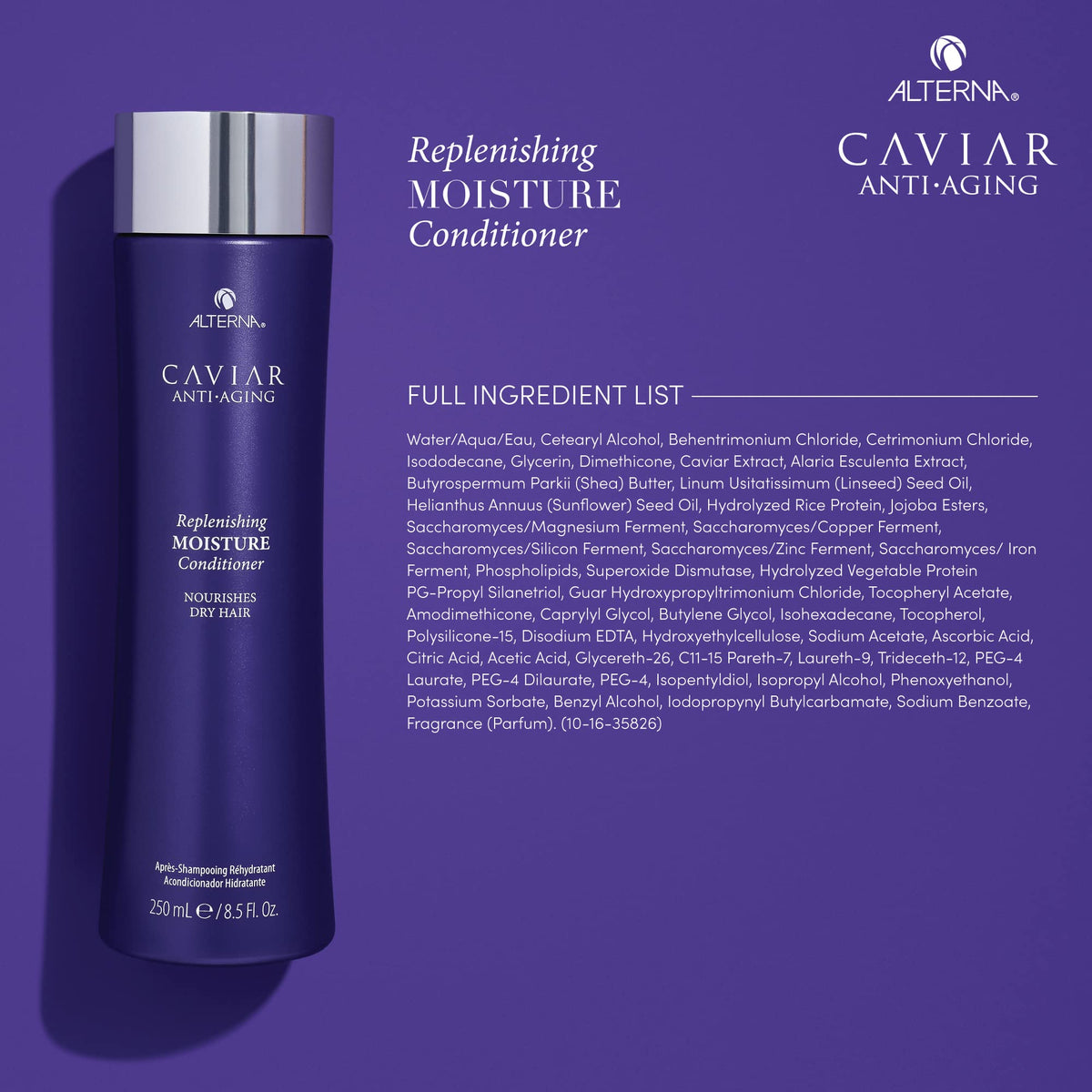 Alterna CAVIAR conditioner placed on bathroom shelf showing everyday use benefit