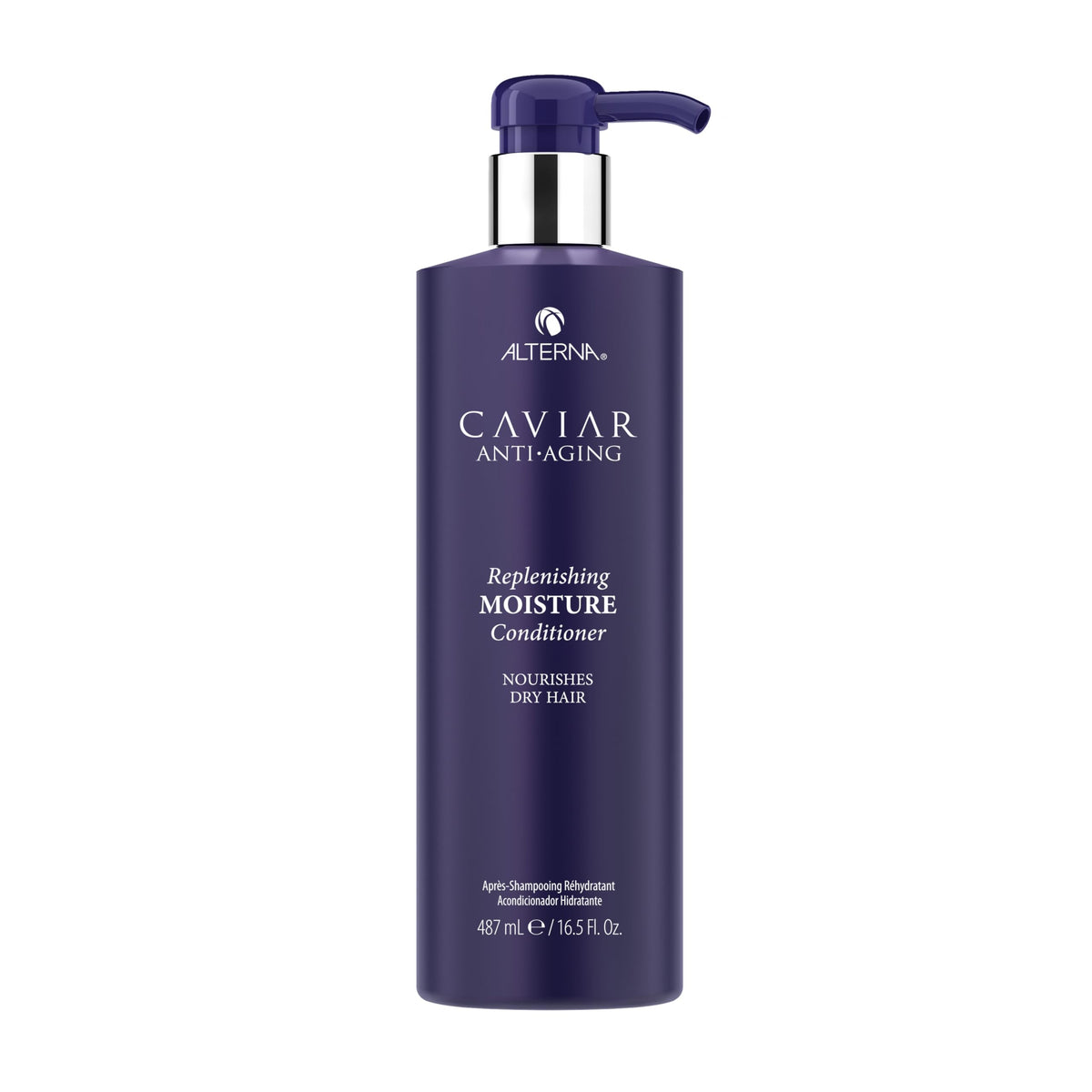 Alterna caviar front packaging showing 16.5 fl oz bottle and branding, conveys luxury