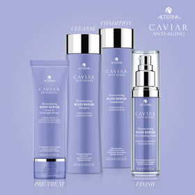 Alterna applied to damp hair in routine demonstrating protection during styling