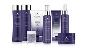 Alterna caviar lifestyle bathroom shelf conveying luxury routine and storage benefit