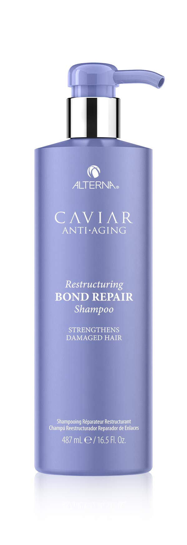 Alterna shampoo front bottle shows label and volume for clear product identification