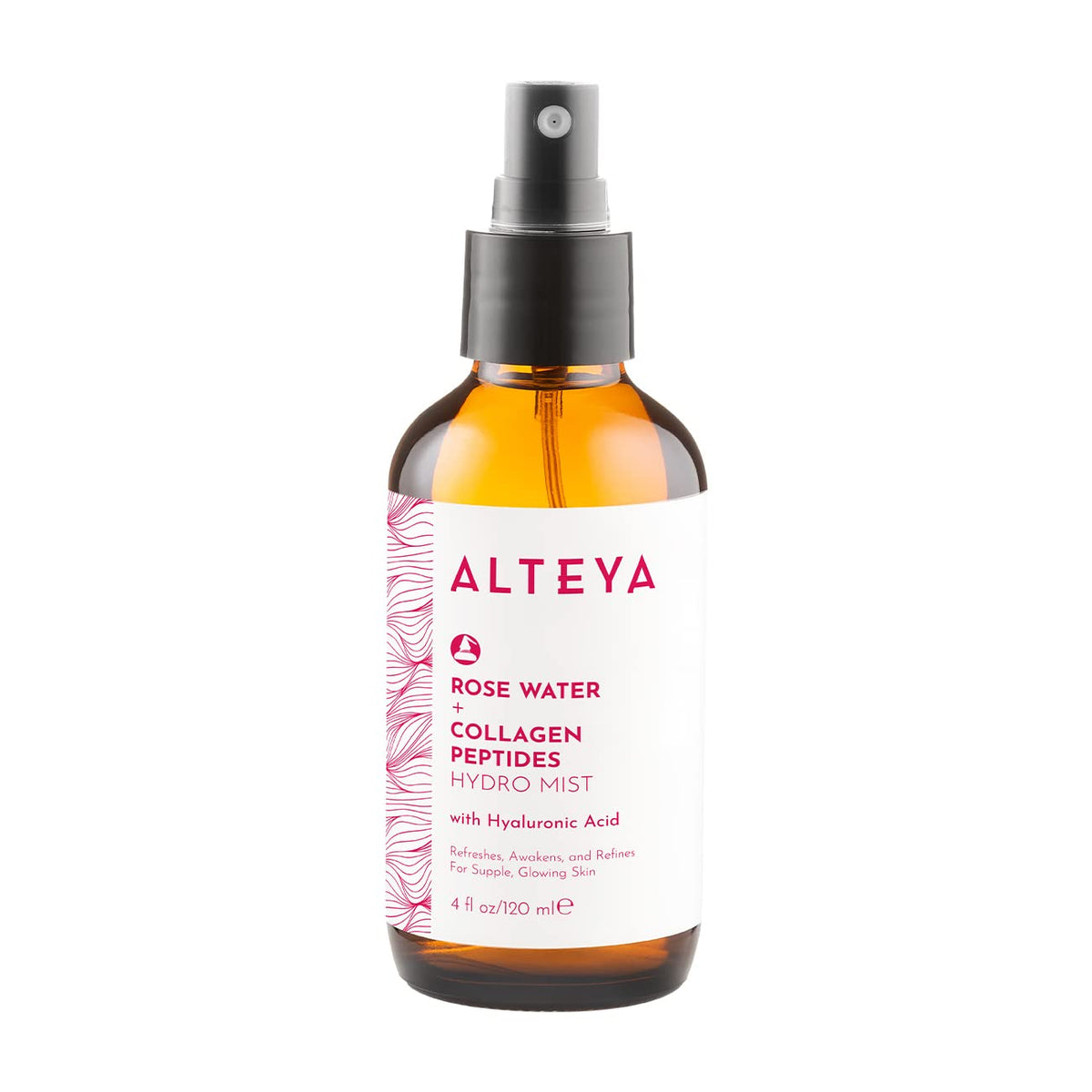 Alteya Organics bottle front showing clean design and use benefits