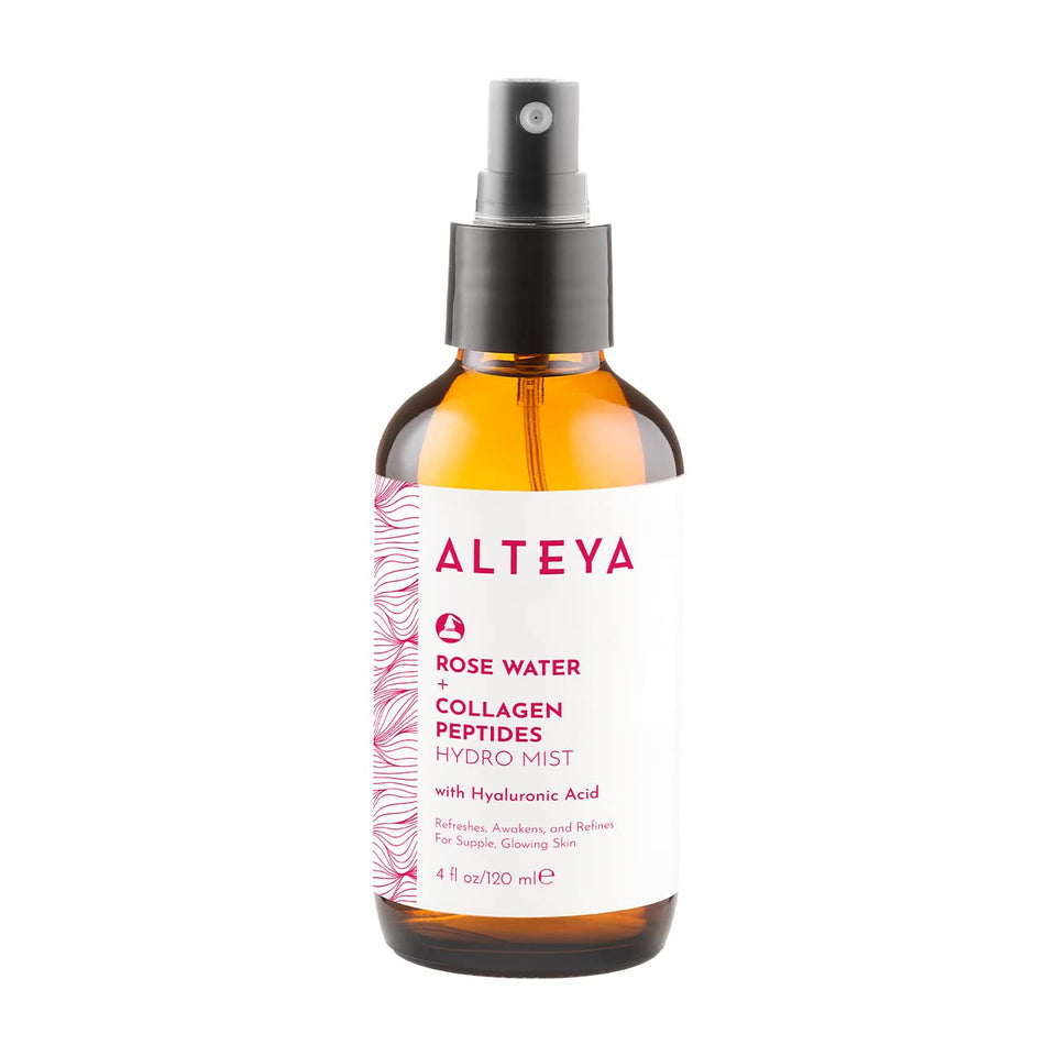 Alteya Organics bottle front showing clean design and use benefits