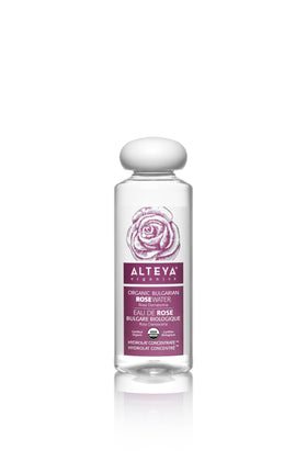 Alteya Organics front packaging showing bottle and label, conveys purity and certification