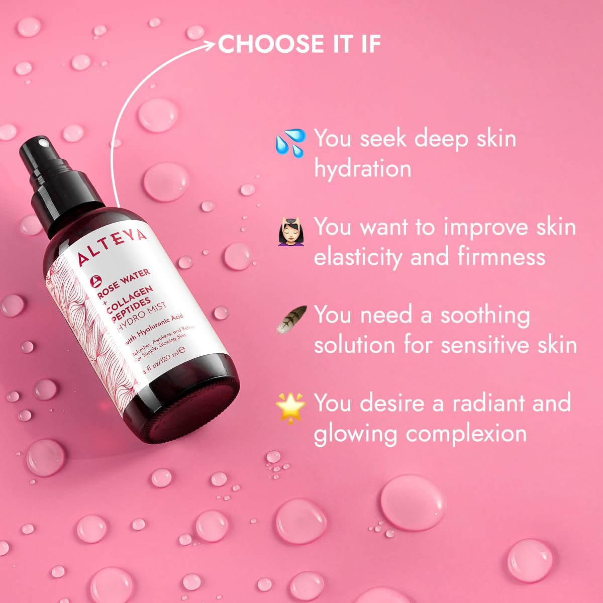 Alteya Organics label closeup highlighting organic rose water ingredients