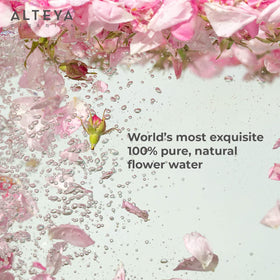 Alteya Organics on bathroom vanity in lifestyle setting suggesting daily skincare ritual