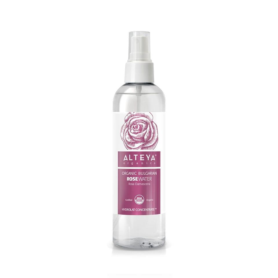 Alteya Organics front packaging showing organic label and clean design benefit hydration