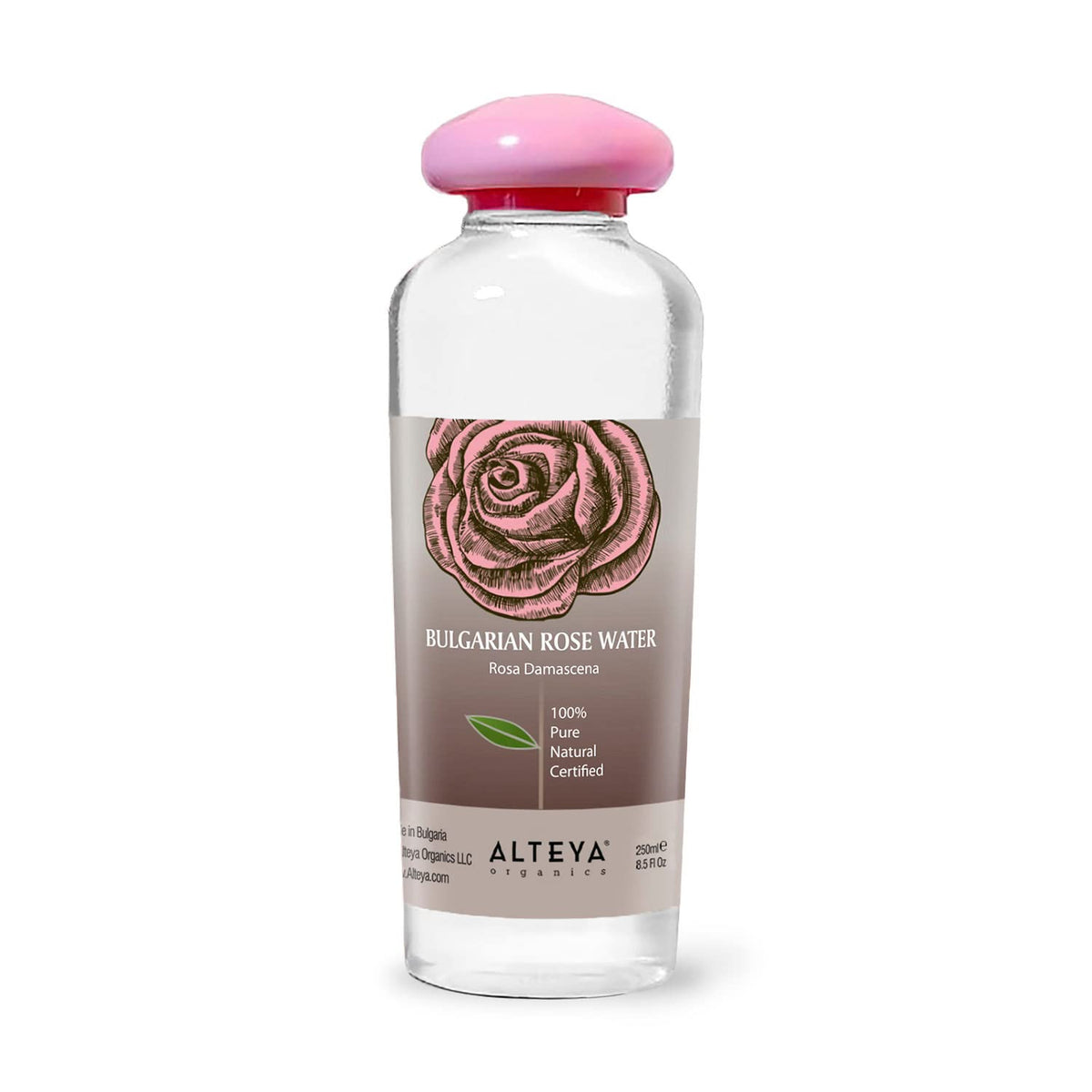 Alteya Organics front packaging showing 500ml bottle and brand benefit hydrating mist
