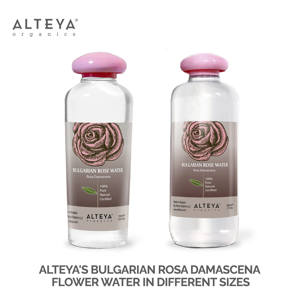 Alteya Organics rose water texture on skin illustrating gentle toning and hydration