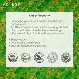 Alteya Organics droplet on skin texture showing fast-hydration benefit and glow