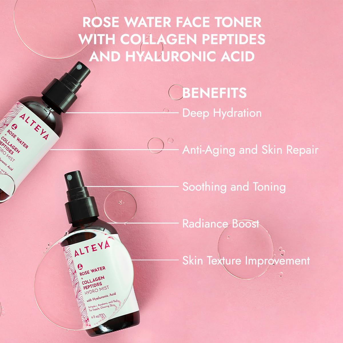 Alteya Organics clear droplet showing hyaluronic texture and hydration