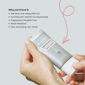Altruist SPF50 pump dispenser detail demonstrating easy controlled application benefit