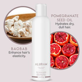 ALURAM baobab and pomegranate ingredients illustration providing lightweight hydration benefit