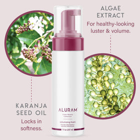 ALURAM foam applied at roots offering visible lift before blow-dry