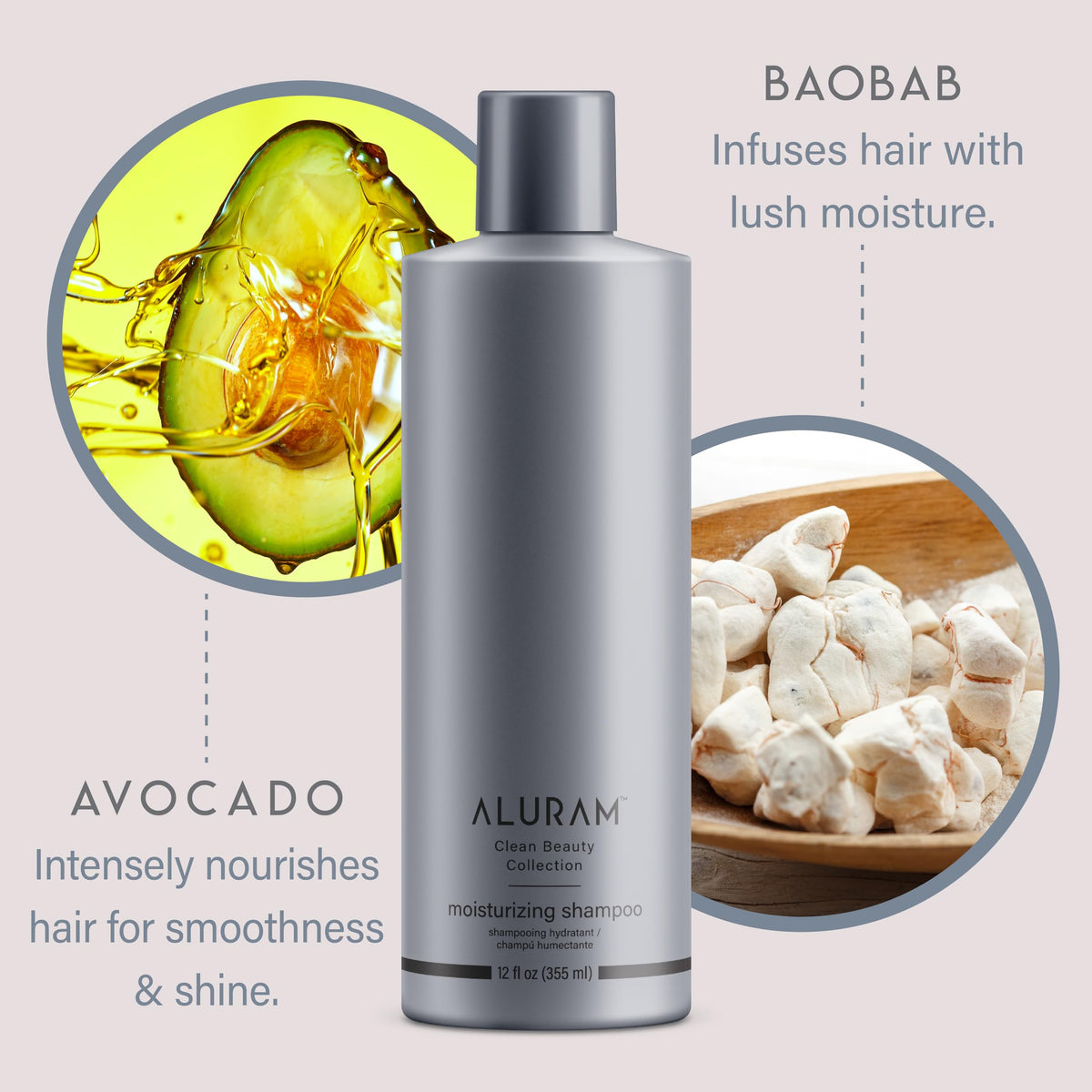 ALURAM ingredients label showing coconut water and oil benefits