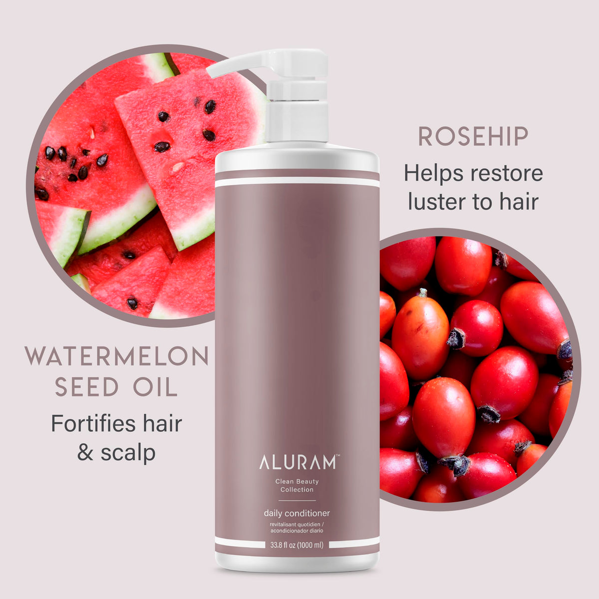 ALURAM conditioner in shower with hydrated hair for easier detangling