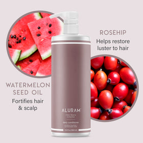 ALURAM conditioner in shower with hydrated hair for easier detangling
