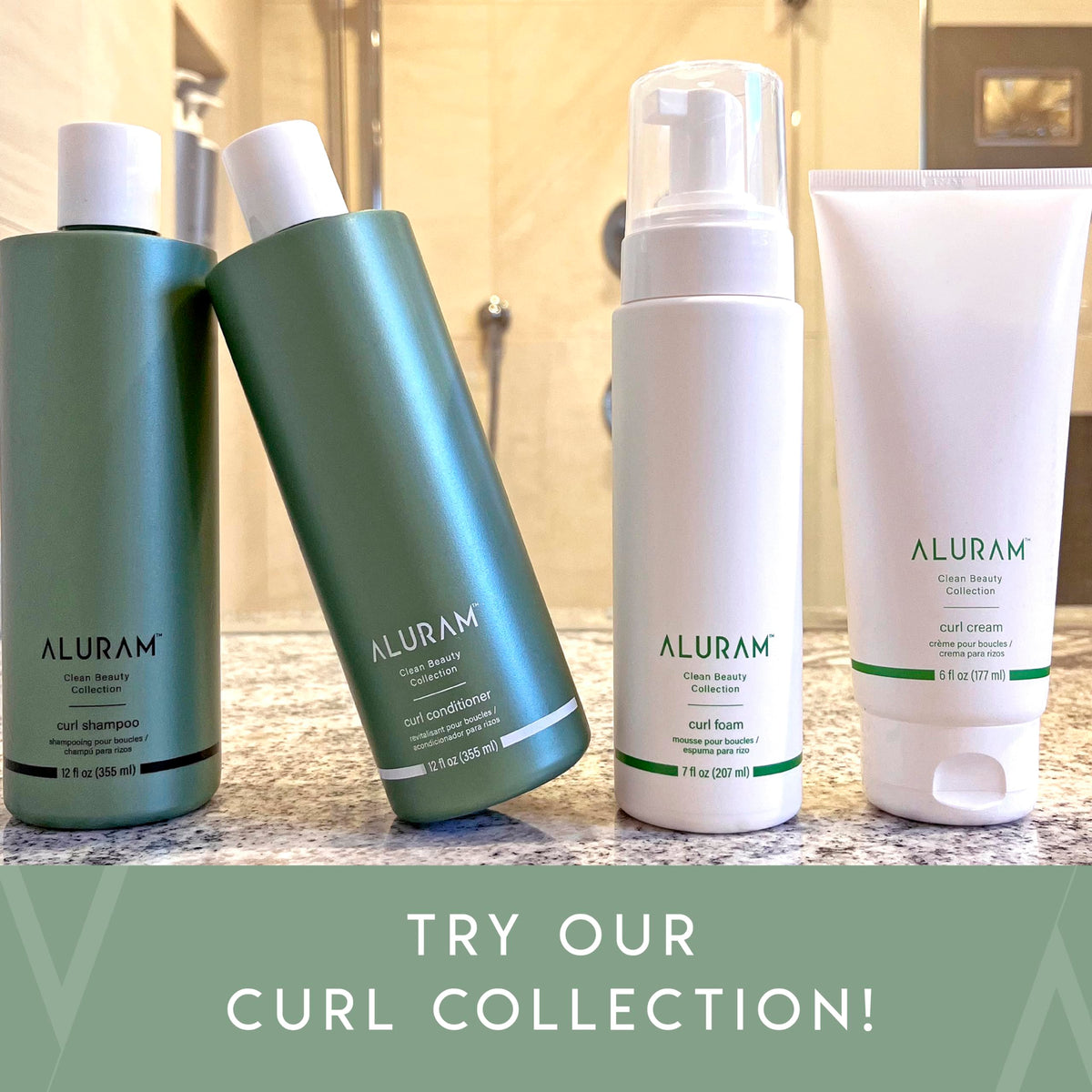 ALURAM before and after curls showing improved definition and reduced frizz
