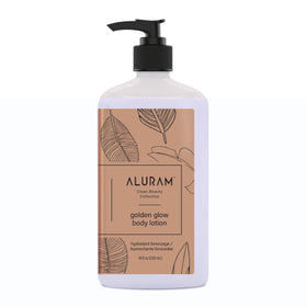 ALURAM front bottle view showing product and glow benefits