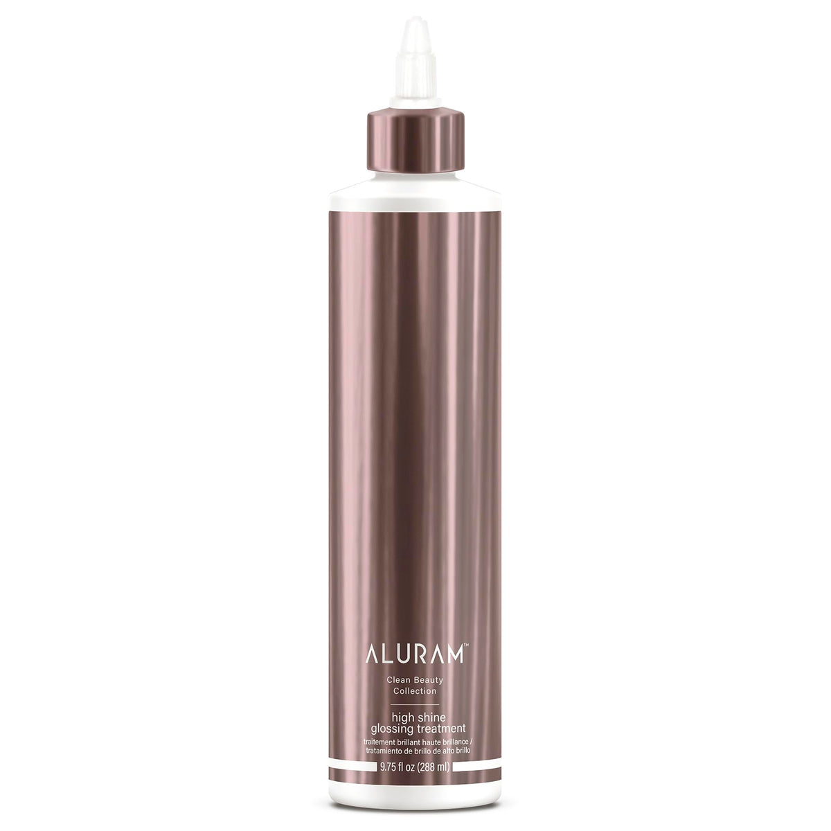 ALURAM bottle front view showing label and pump for salon-ready presentation
