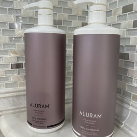 ALURAM label close-up highlighting ingredients and clean formulation benefit