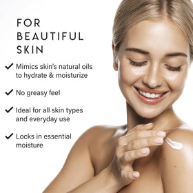 ALURAM lotion pour close-up highlighting silky texture and quick absorption