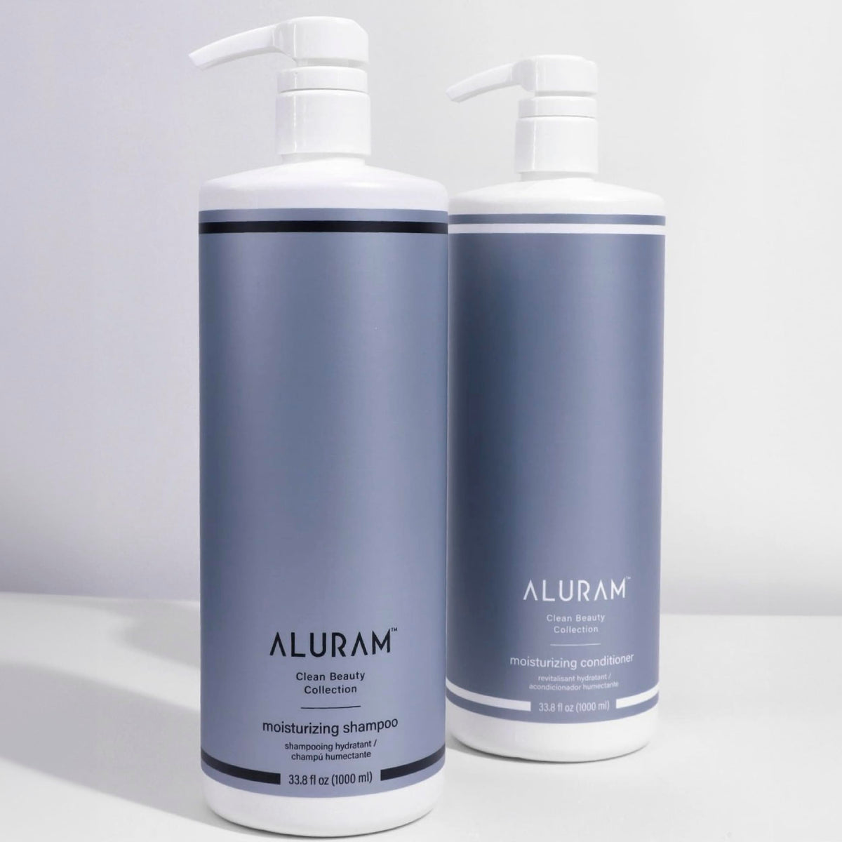 ALURAM pump-detail highlighting easy-dispense and spill-free benefit
