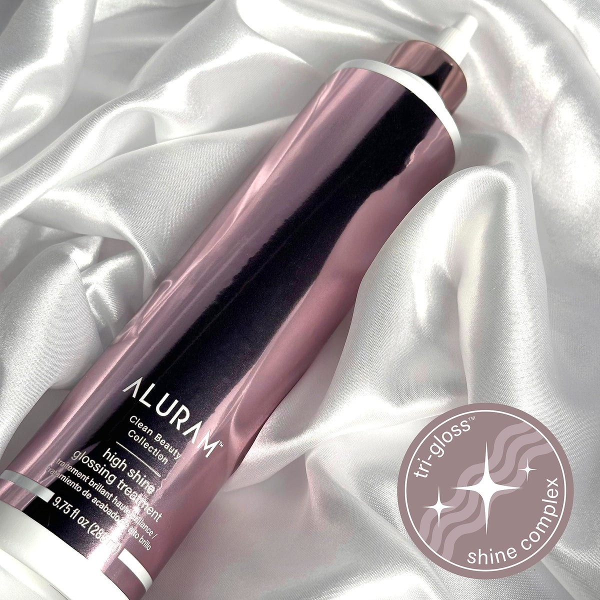 ALURAM dispensing glossy texture from pump highlighting lightweight finish