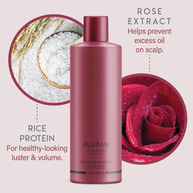 ALURAM shampoo in use creating lift and easy rinsing
