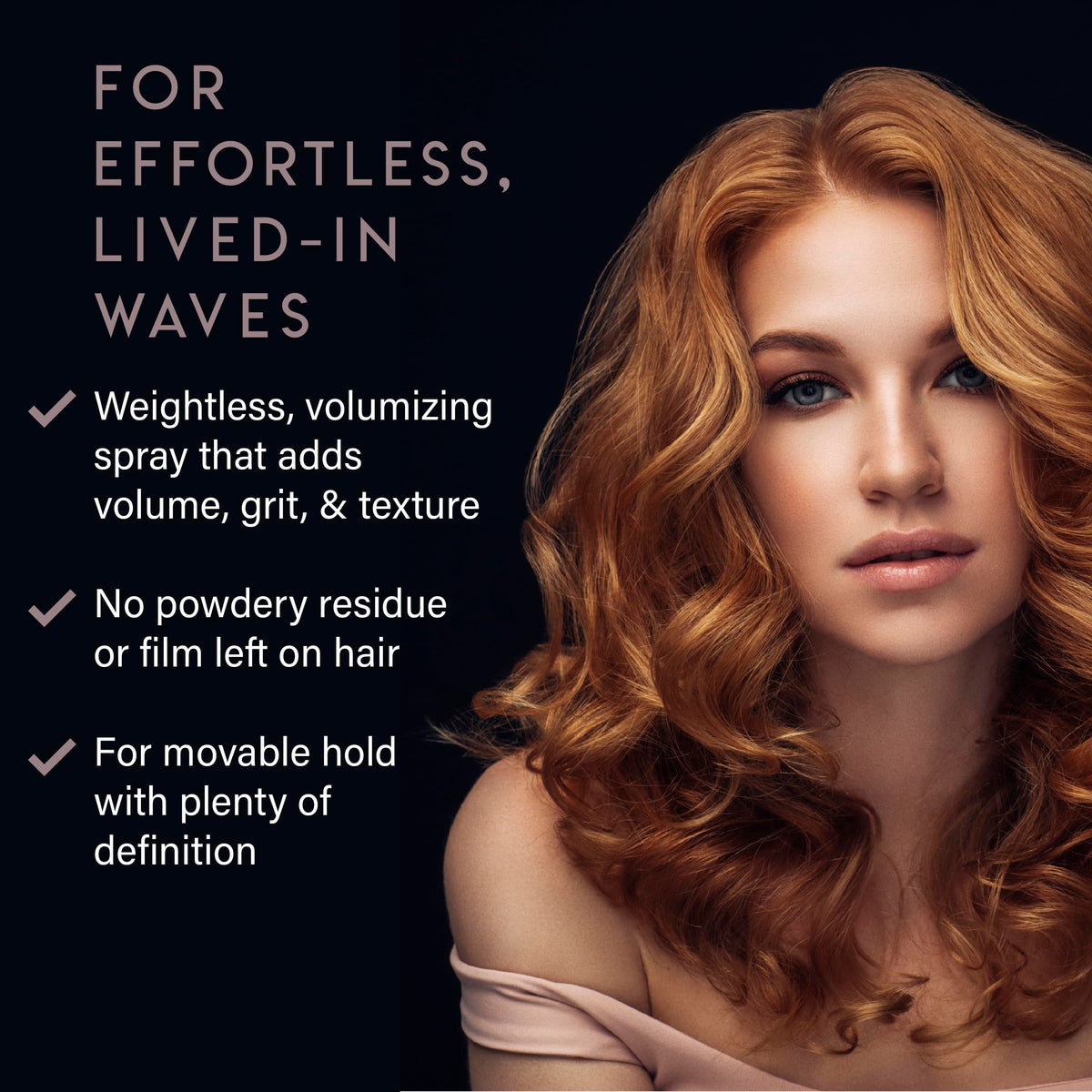 ALURAM spray being applied to hair delivering instant volume and beachy waves