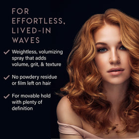 ALURAM spray being applied to hair delivering instant volume and beachy waves
