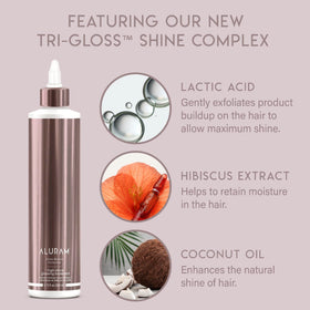 ALURAM applied to damp hair demonstrating smoother detangled strands