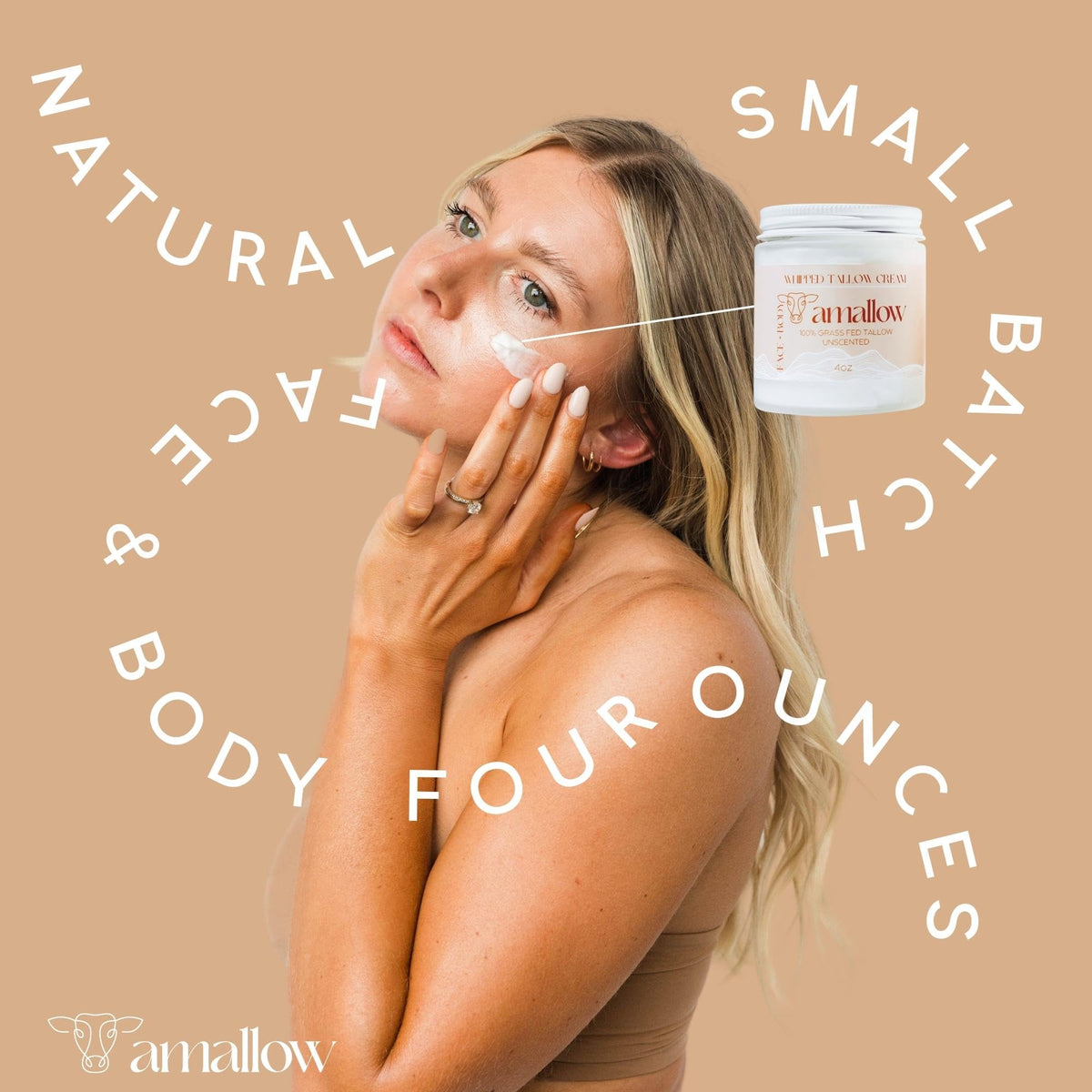 Amallow ingredients sweet almond oil and tallow highlighting natural nourishment benefit