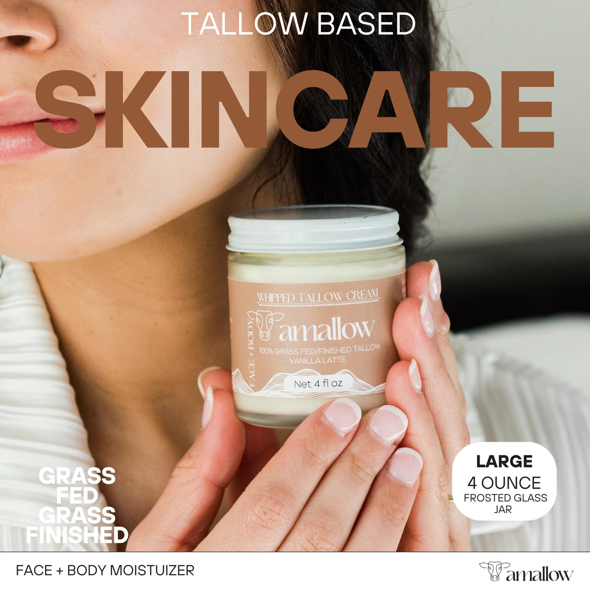 Close-up whipped texture of Amallow tallow cream demonstrating smooth spreadability