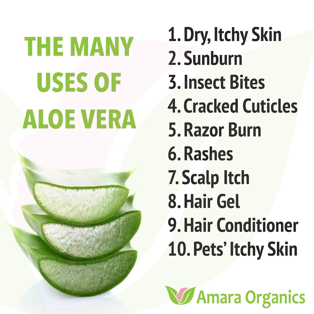 Amara Beauty bottle label close-up showing organic aloe ingredients