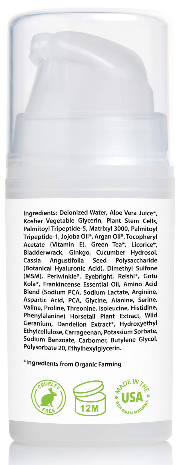 Amara Beauty packaging label detail showing active ingredients and clean formula