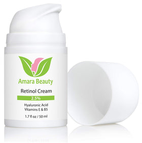 Amara Beauty retinol cream texture close-up revealing creamy consistency and hydration