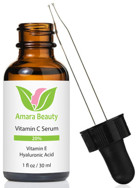 Amara Beauty bottle front view showing label and 1 fl oz size for clear identification