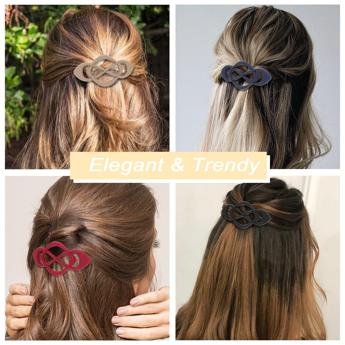 Amariver four neutral-color barrettes laid flat showing color options and coordination