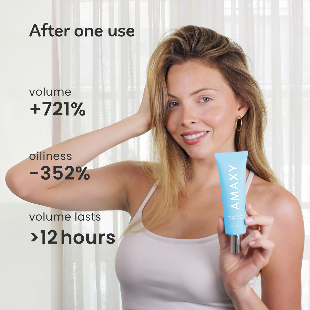 AMAXY applied at roots demonstrating instant oil absorption and lift