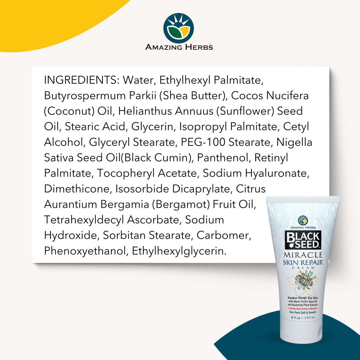 Amazing Herbs hand applying cream demonstrating easy spreadability and immediate hydration