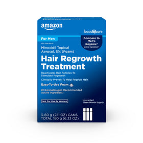 Amazon Basic Care front packaging showing three 2.11 oz cans and product benefits