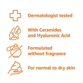 Amazon Basics cream being applied to hand, demonstrating fast hydration benefit