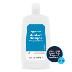 Amazon Basics on bathroom shelf conveying everyday use and family-friendly supply