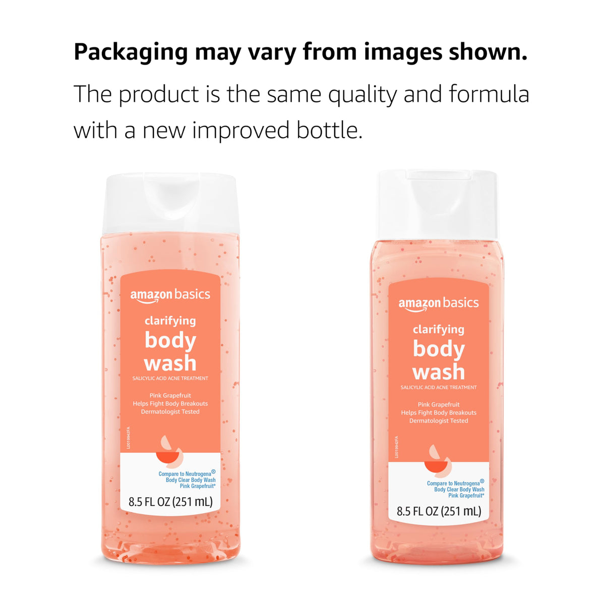 Amazon Basics ingredient label close-up showing 2% salicylic acid and grapefruit extract